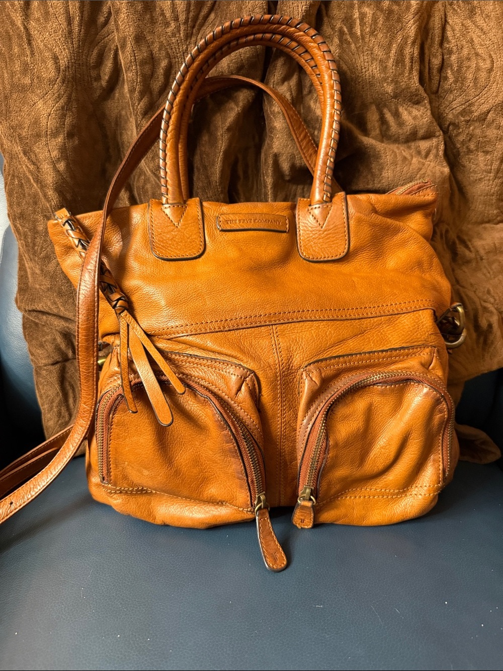 The Frye Jenny Fold Over Leather Tote Bag in Whiskey-